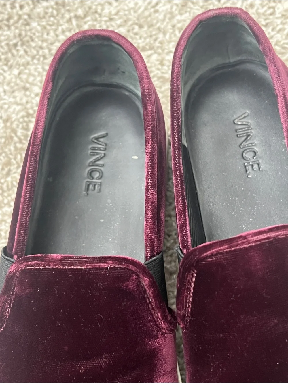 Vince Blair Velvet Slip On Sneakers Burgundy Oxblood Loafer Shoes Womens 7M - Picture 7 of 13